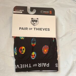 Pair of Thieves Black Boxer Briefs with Colorful Mask Pattern